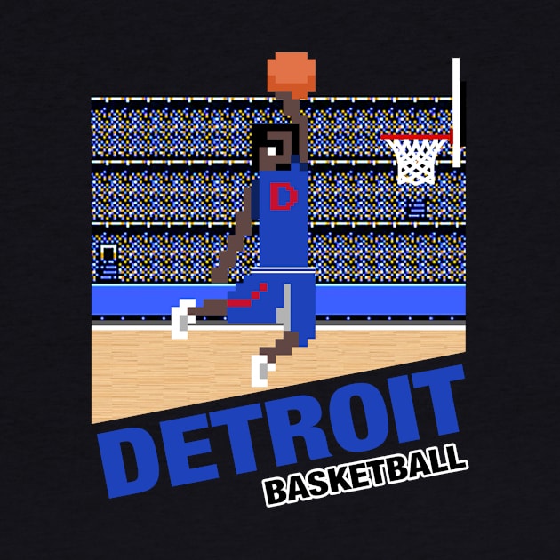 Detroit Basketball 8 bit pixel art cartridge design by MulletHappens